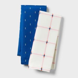 NWT 2pk Microfiber Body Pillow Cover Blue Dot/Grid - Room Essentials ™